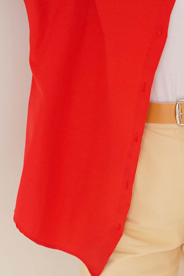 Oversize Basic Gömlek Burgonya - 4