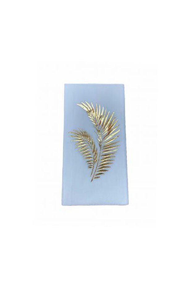 Gold Gilded White Leaf Patterned Napkin 16 Pieces
