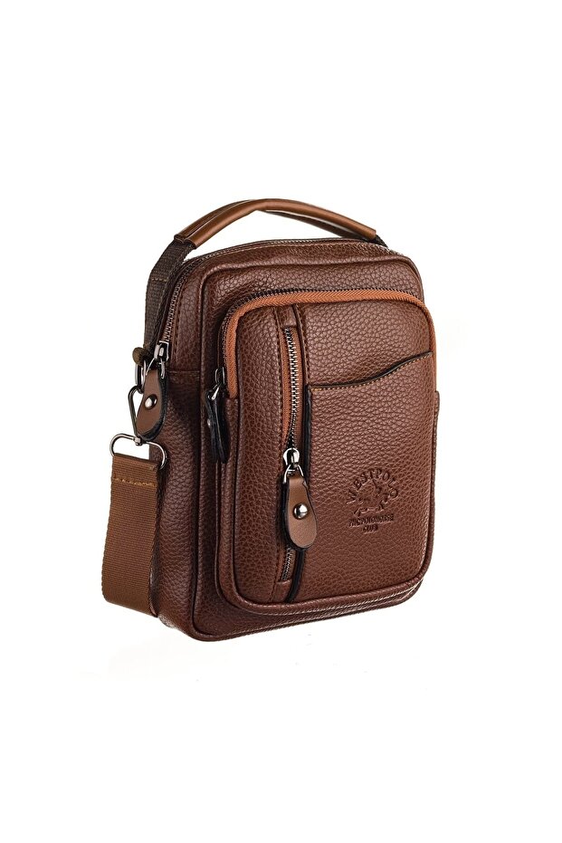 West Polo 7007 Men's Hand and Shoulder Strap Bag Brown
