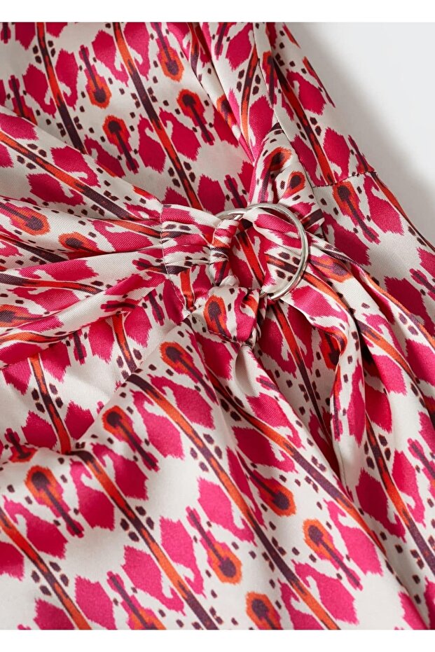 Desenli Dökümlü Elbise - 5