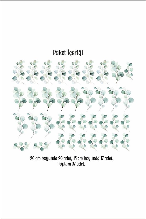 Okaliptüs Yaprak Duvar Sticker Seti - 2