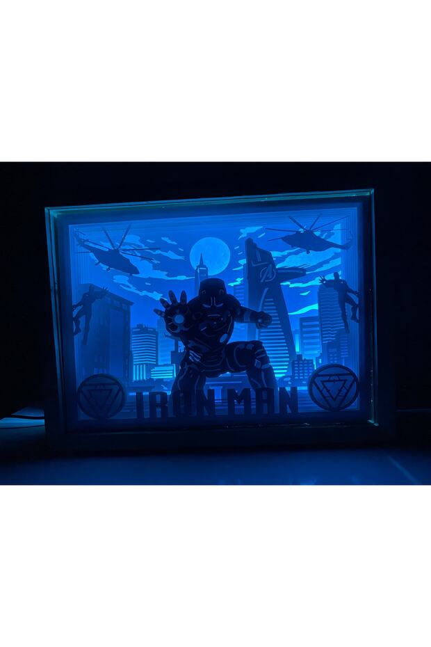 3d Gece Lambası - Light Box - Gölge Kutusu Iron Man - 5