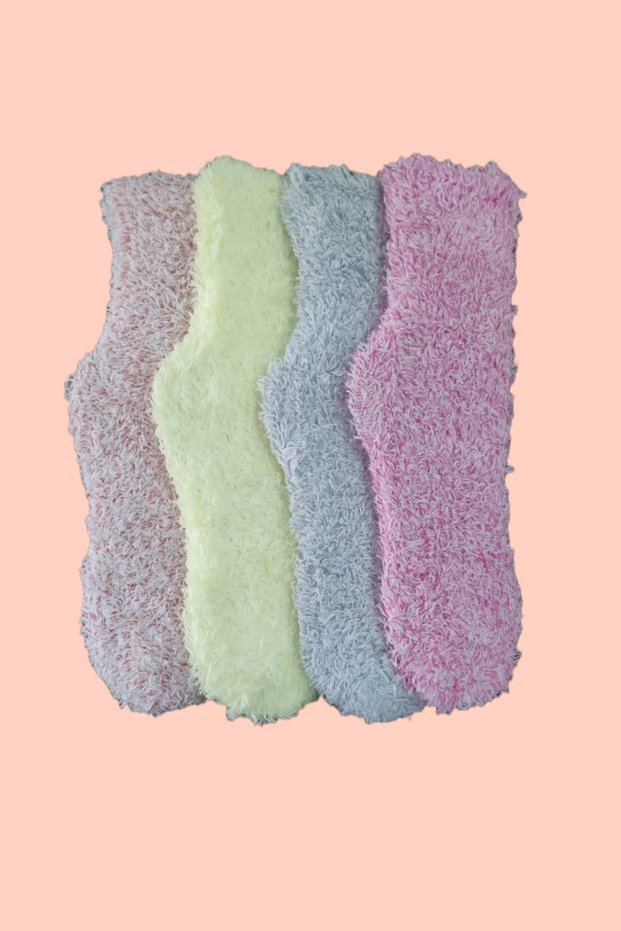 Women's 4 Pairs Plush Sleeping Socks Colored Normal Socks
