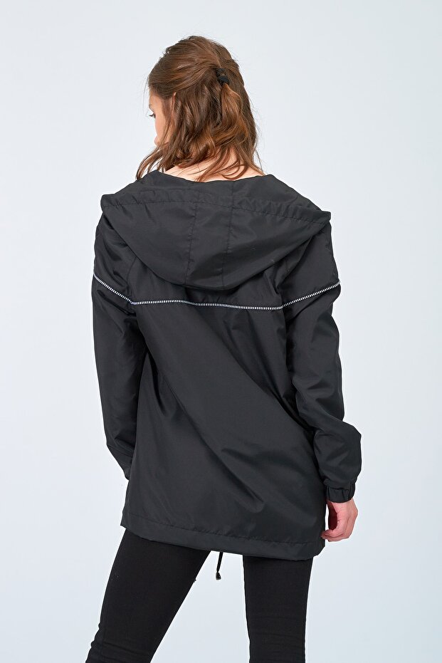 Kadın Siyah Yağmurluk - 4