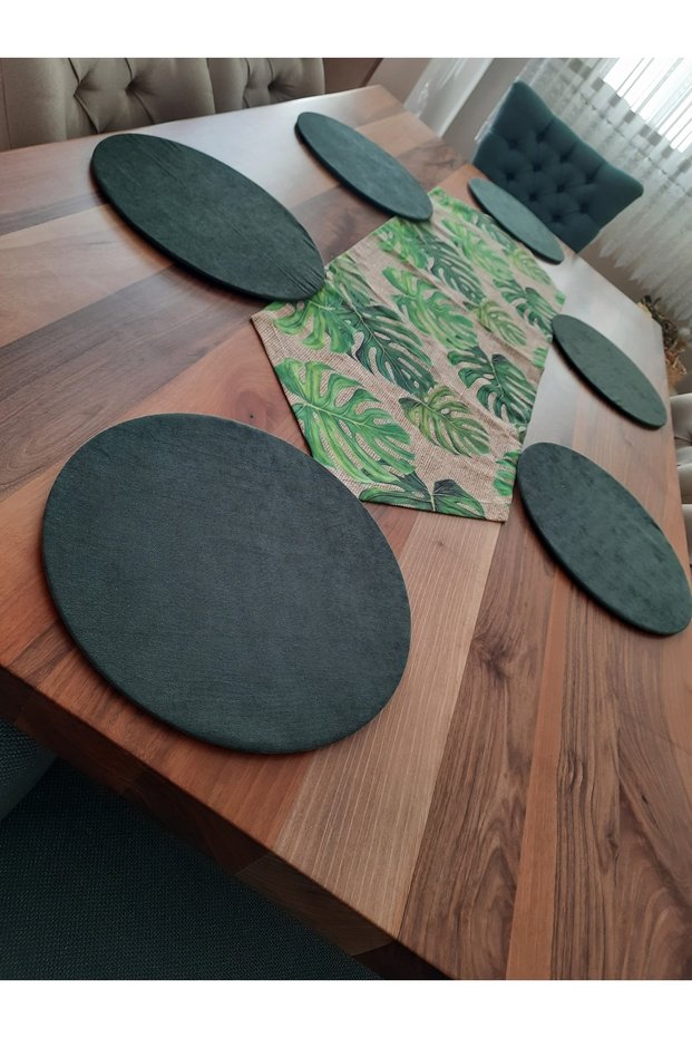 Placemat Camel Bottom Patterned Runner 6 Green Tableware