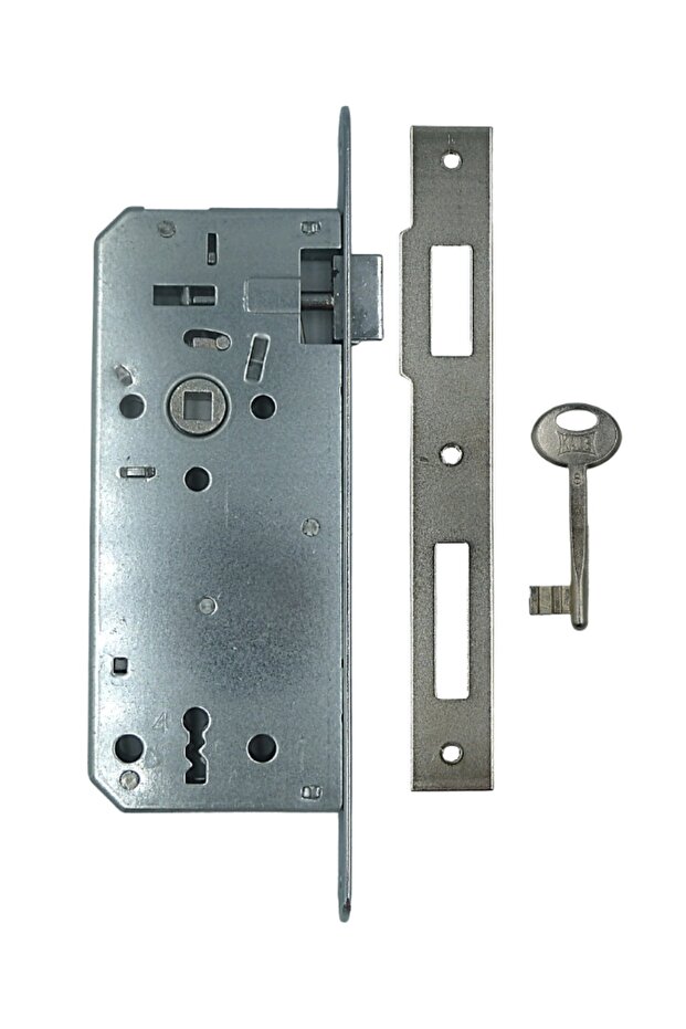 Lock 141 R Extra Recessed Door Lock with Single Key and Rosette Hole - Oval Chrome / 45 Mm