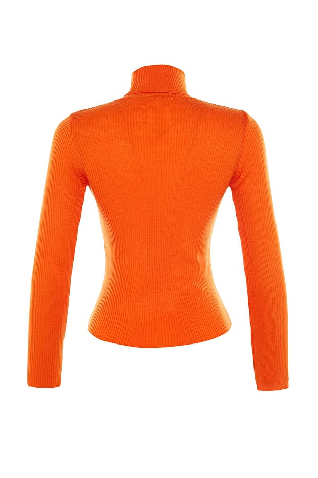 Orangefarbener Basic-Rollkragenpullover TWOAW21KZ1279 - 7