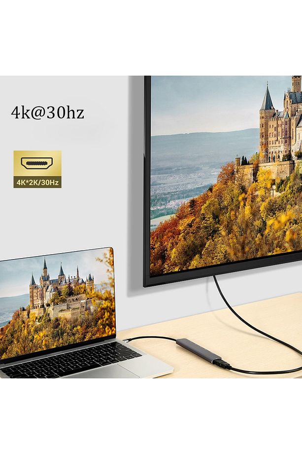 Tr-35 7 Port Mac Thunderbolt 3 Hub Type-c To 4k Hdtv 2x Usb3.0 2x Usb C Pd Şarj Micro Sd Sd Kart - 2