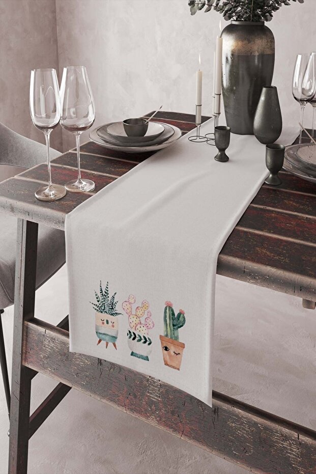 40x140cm Premium Soft Suede Dirt Stain Resistant Fabric Table Cloth Runner Cactus Rnr034