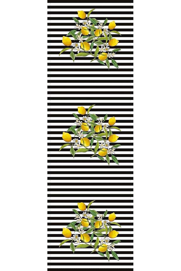 40x140cm Kaliteli Süet Premium Dokuma Kumaş Masa Örtüsü Runner Limonlu Rnr116 - 2