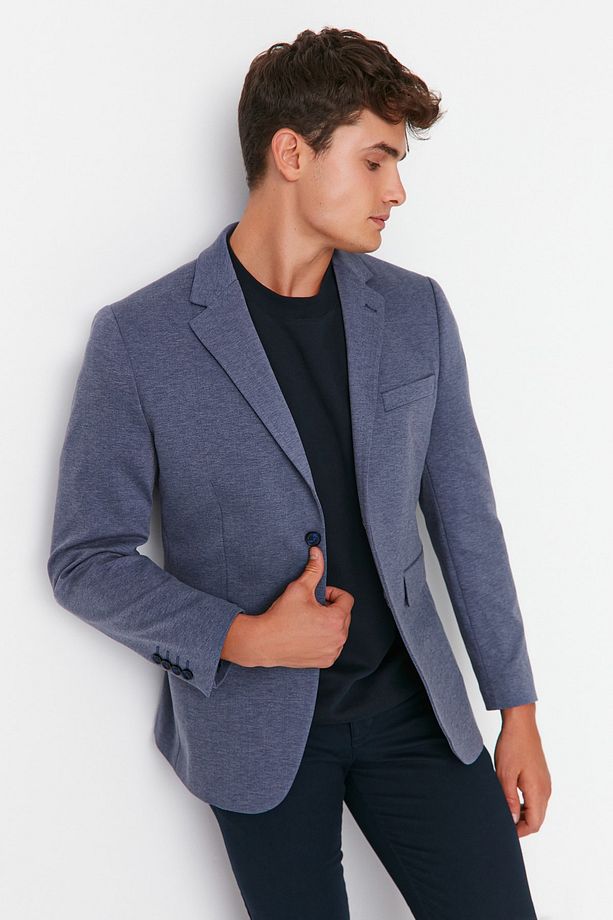 Indigo Slim Fit Örme Esnek Kumaşlı Blazer Ceket TMNAW23CE00025 - 3