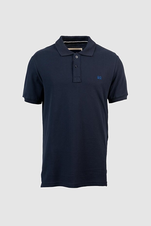 Men's Navy Blue 100% Cotton Polo Collar Custom Fit T-Shirt