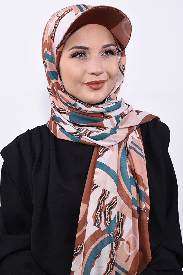 وشاح شال منقوش مع قبعة - 5