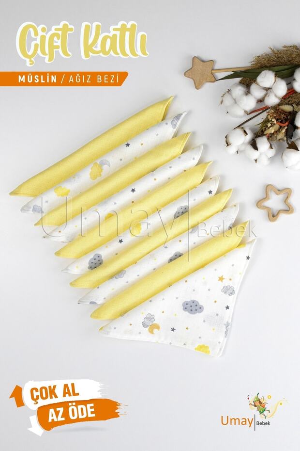 10 Pack Muslin Mouth Cloth Wipes 25x25cm