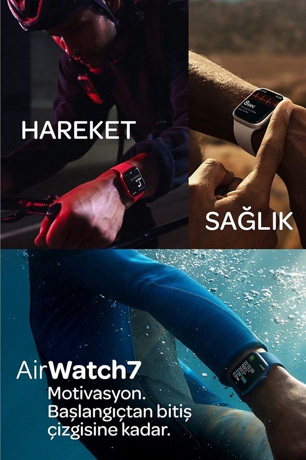 Airm7 Max Akıllı Saat Kablosuz Şarj 2 Tuş Aktif Konum Takip Siri Sesli Mesaj Yazma 1,92'' Geniş Ekrn - 6
