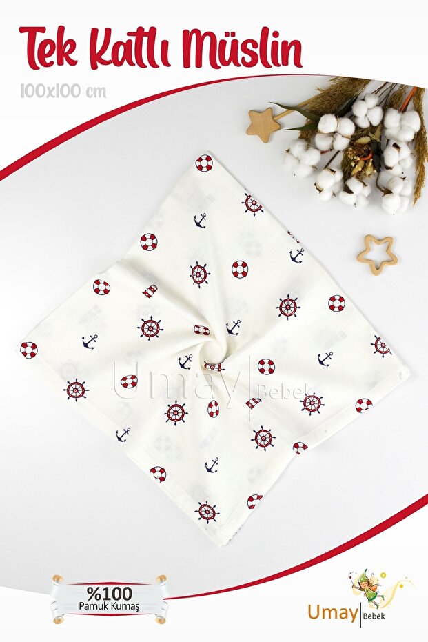 100x100 Cm, Organic Single Layer Muslin Baby Blanket