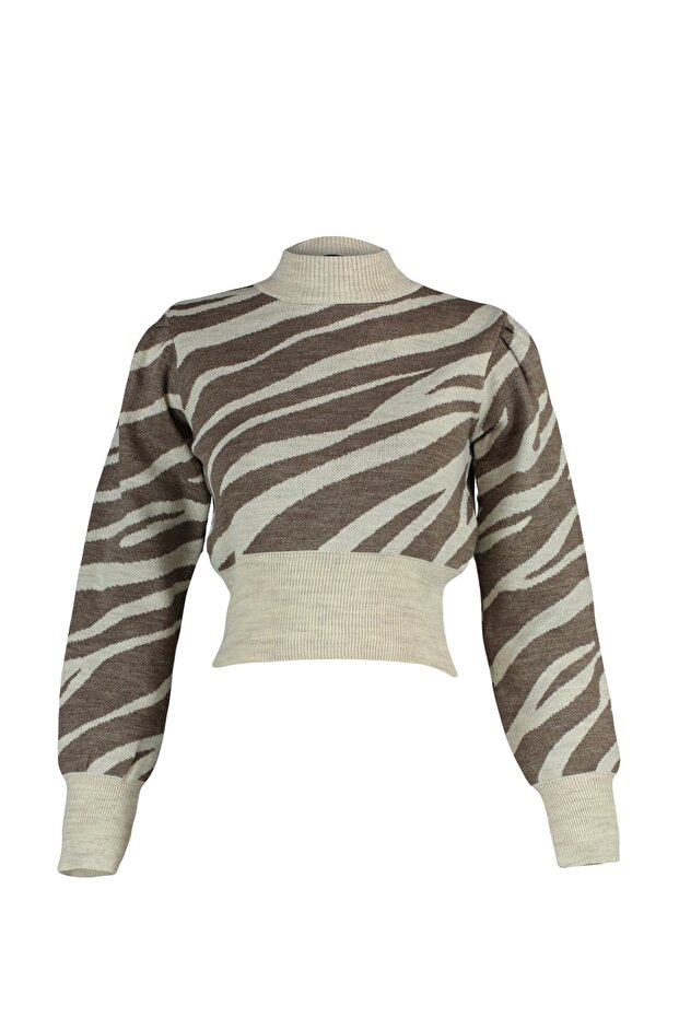 Vizon Zebra Desenli Crop Triko Kazak TWOAW21KZ0010 - 7