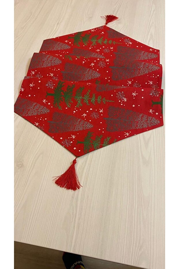 New Year's Special Patterned Red Green Runner - 3