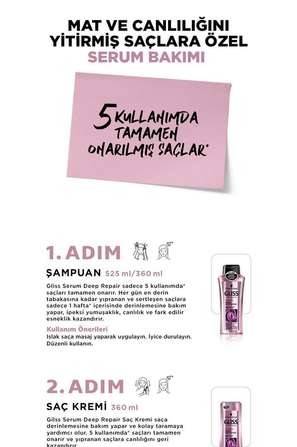 Serum Deep Repaır Şampuan 525 ml X 3 Adet Set.hnkl.430 - 2