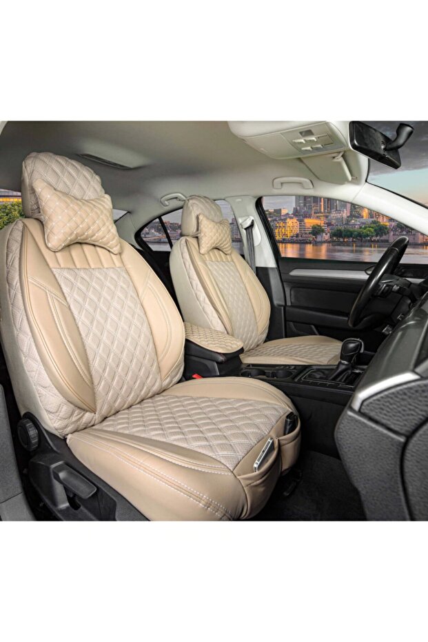 مجموعة غطاء مقعد السيارة الأمامي/الخلفي شبه الجلدي الفاخر من Dacia Sandero Stepway