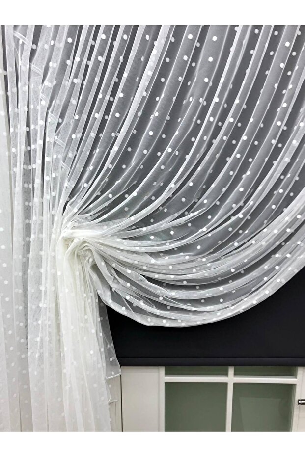 Polka Dot Sports Patterned Double-breasted Curtain, 600x250, Tie, 1/4