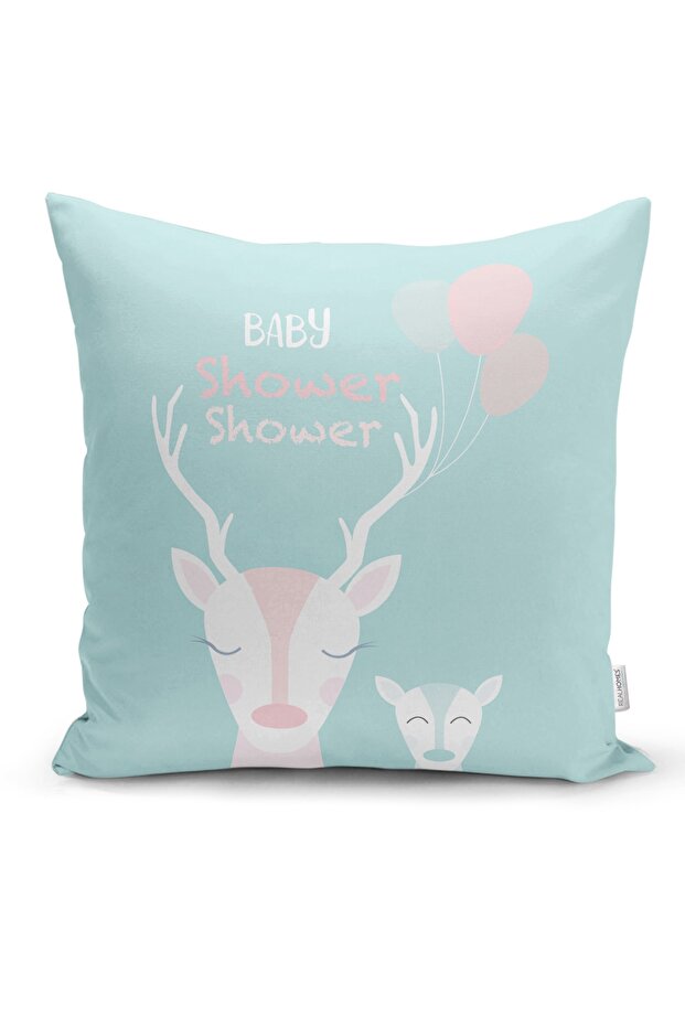 Children's Room Pillowcase with Cute Deer Design on Pink Floor