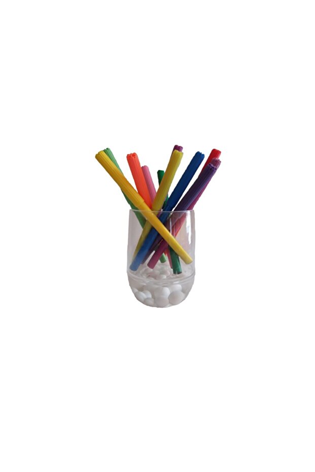 حامل قلم أدوات مكتبية مطرزة باللون الأبيض 8x8x11 سم 300 مل