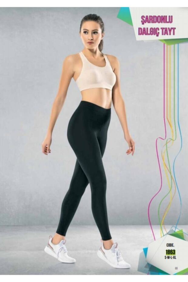 Şardonlu Dalgıç Battal Tayt - Siyah - 1