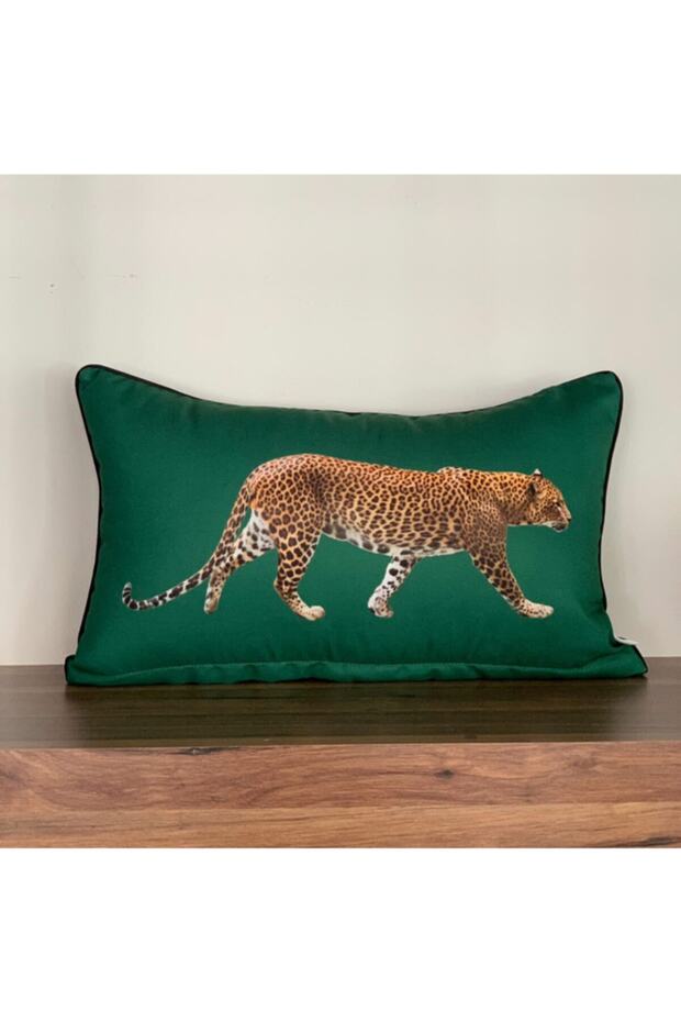 E812a Double Sided Leopard Patterned Throw Pillow Cover with Piping on the Edges
