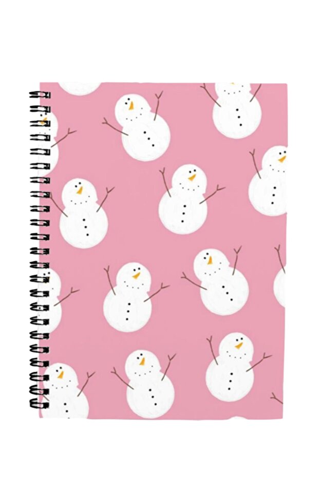 Gift - N0105 A5 Design Spiral Notebook - Pink Snowman