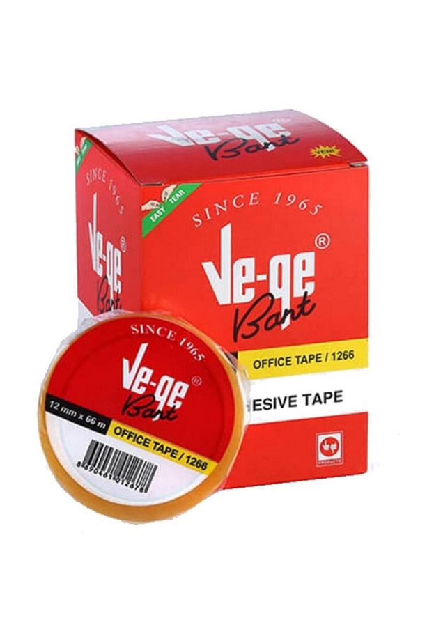 Ve-ge Selefon Bant Eto Sarı Şeritli 12mm X 66mt (12 Li Paket) - 1