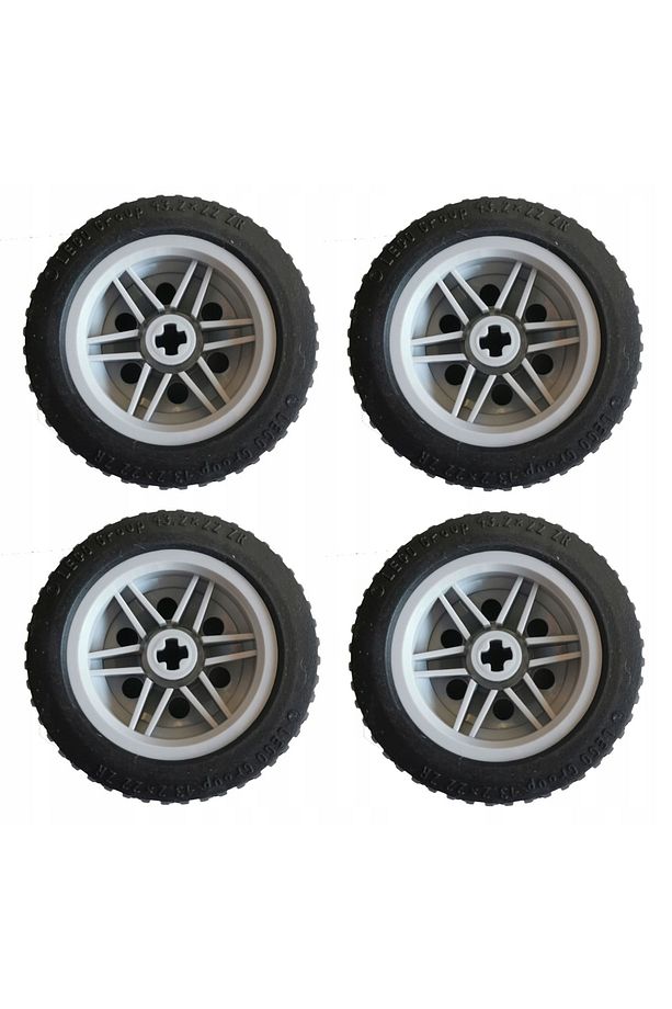 Orjinal Technic Aksesuar Custom Moc Tire 43.2 X 22 Zr Siyah Büyük Boy Tekerlek Açık Gri 4 Jant - 1