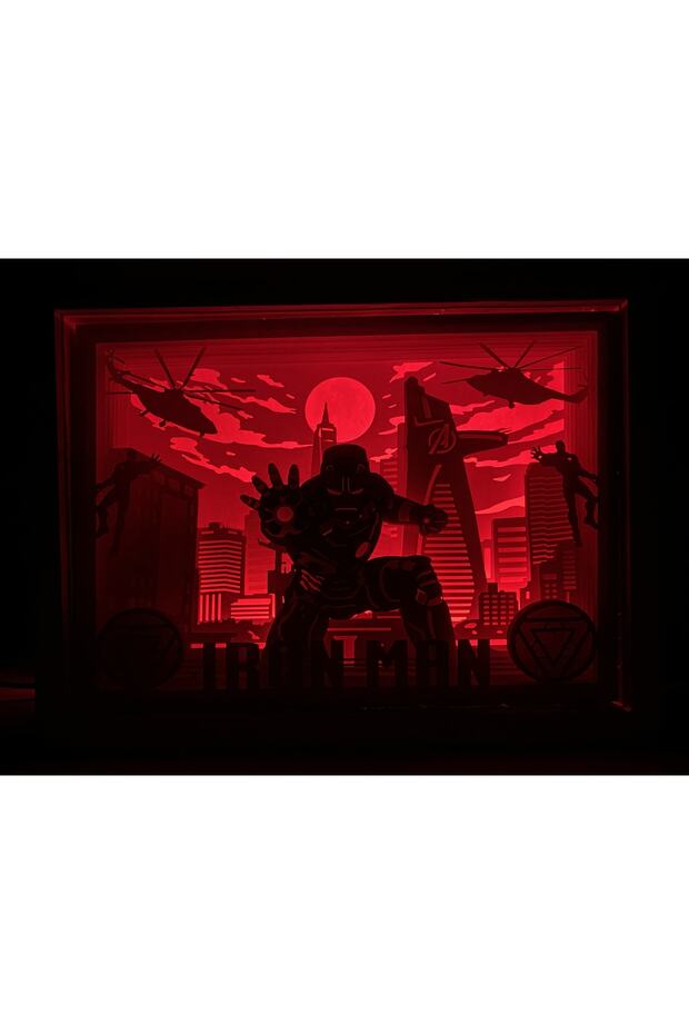 3d Gece Lambası - Light Box - Gölge Kutusu Iron Man - 3