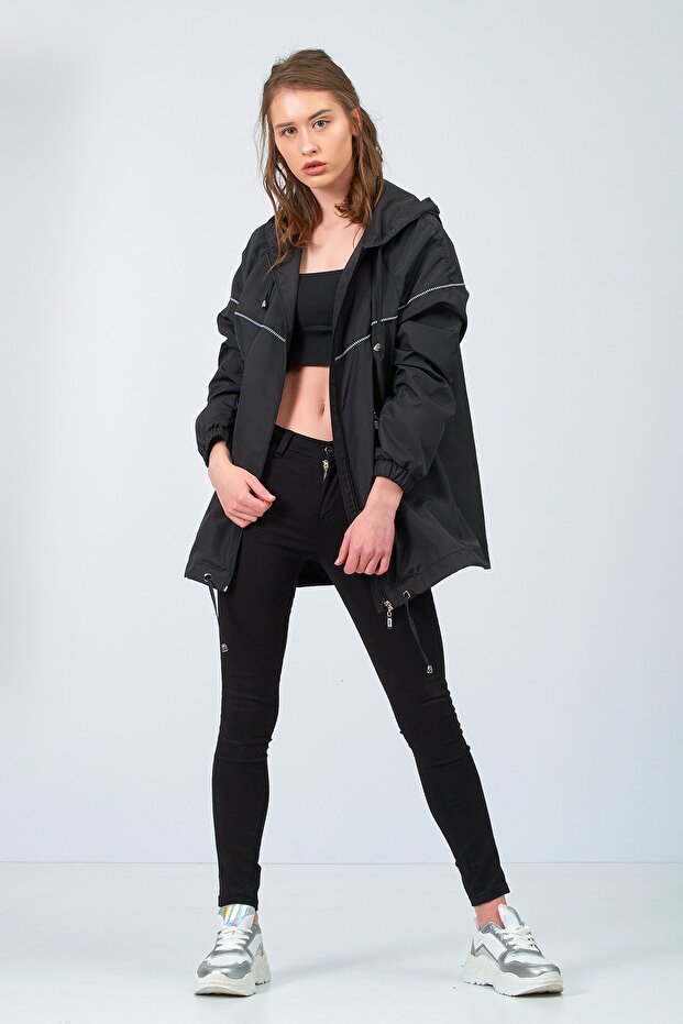 Kadın Siyah Yağmurluk - 1