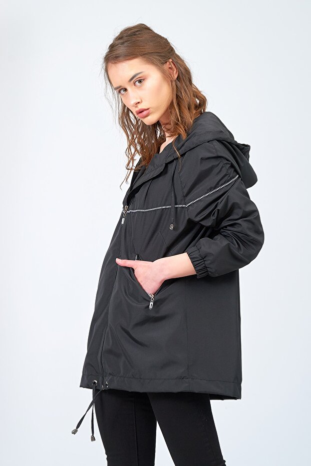 Kadın Siyah Yağmurluk - 2
