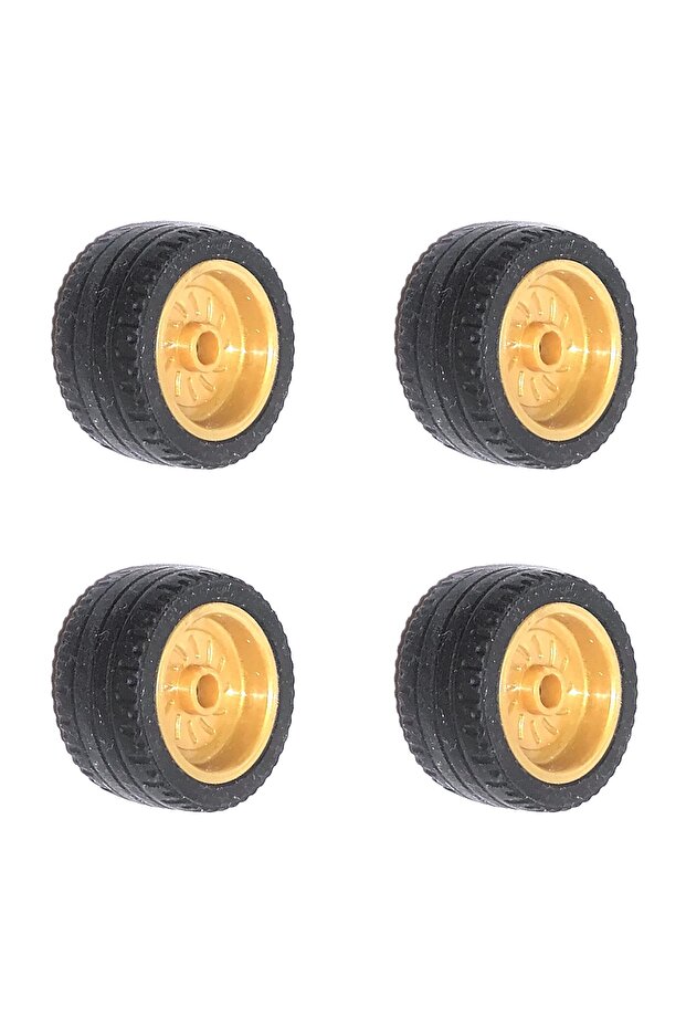 Original Technic Accessory Custom Moc Tire 24 X 12 Low Black Small Size Wheel Gold 4 Rim