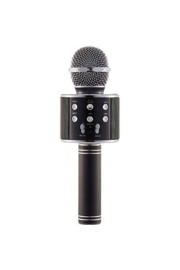 858 Karaoke Mikrofon Bluetooth Hoparlör Aux Usb Mikro Sd Kart Girişli Parti Eğlence Mikrofonu - 1