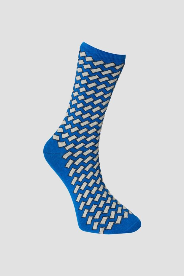 Men's Blue-Beige Patterned Socks