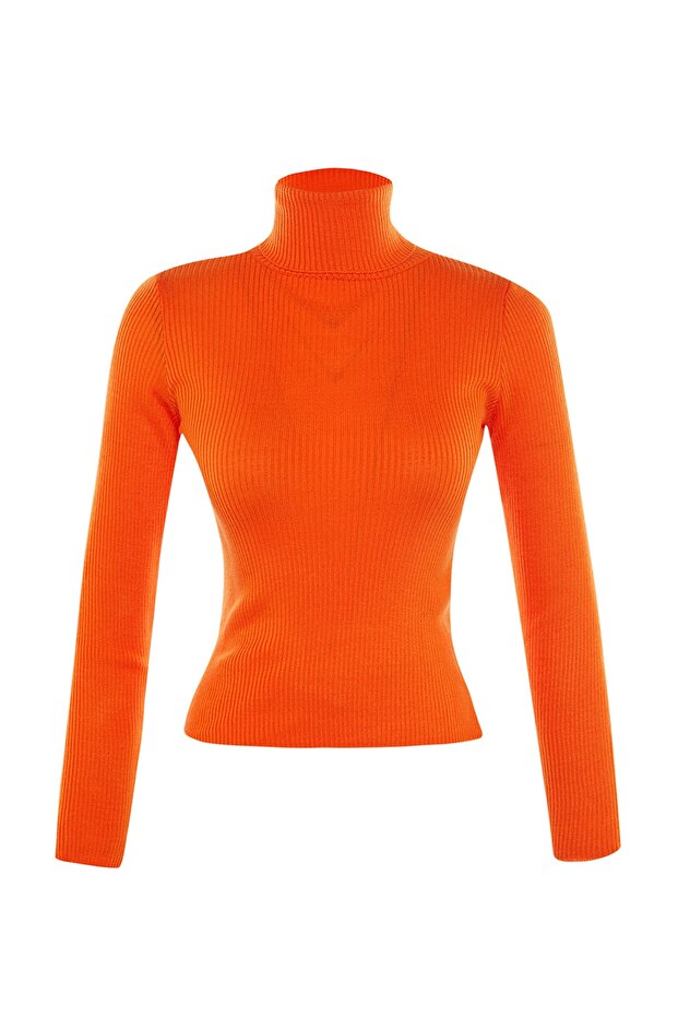 Orangefarbener Basic-Rollkragenpullover TWOAW21KZ1279 - 8