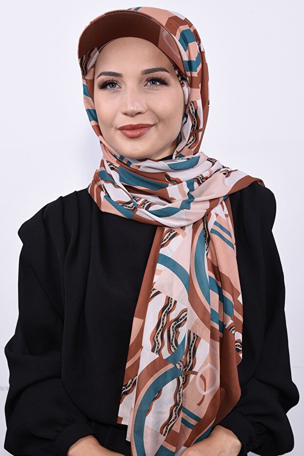 وشاح شال منقوش مع قبعة - 4