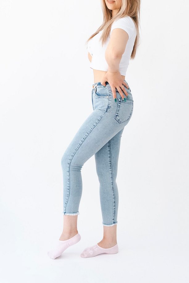 Kadın Kar Yıkama Lazer Yırtıklı Kot Pantolon - 3
