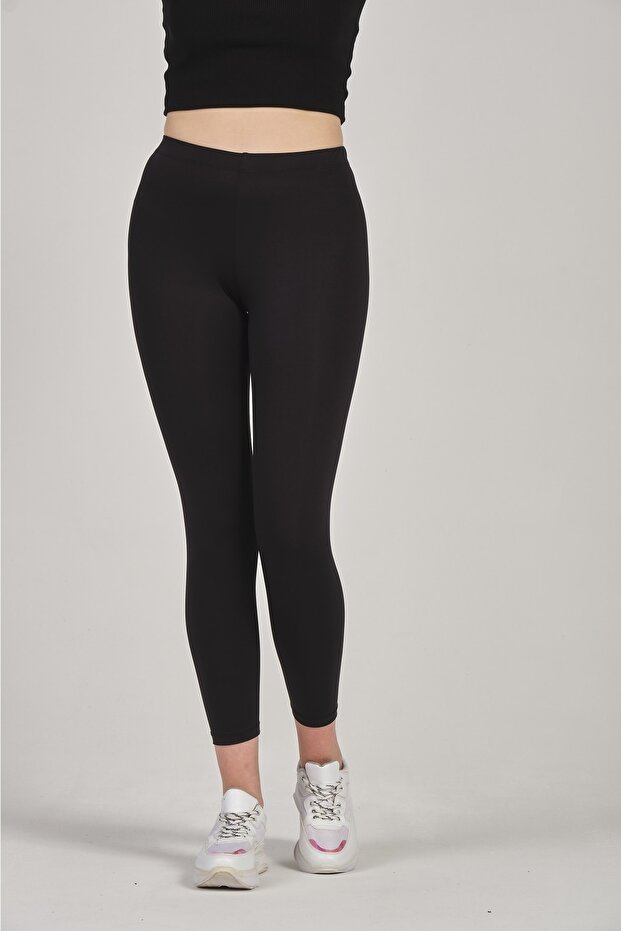 Women's Polyamide Silm Fit Athlete Ankle Length Black Lycra Tights -4036
