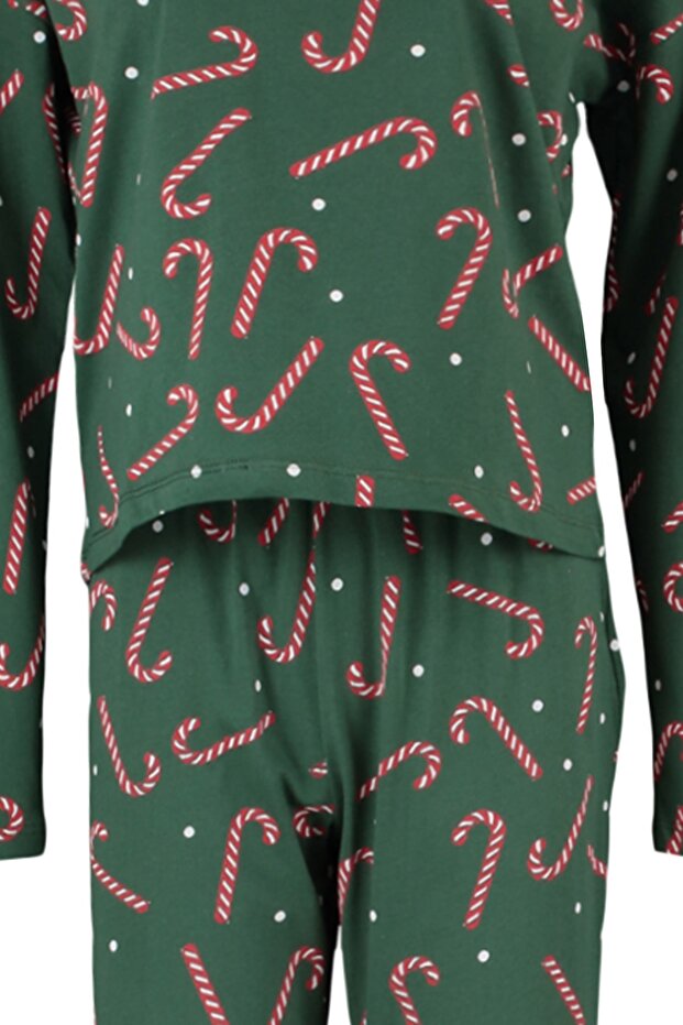 Yeşil %100 Pamuklu Yılbaşı Temalı Örme Pijama Takımı THMAW21PT0771 - 7