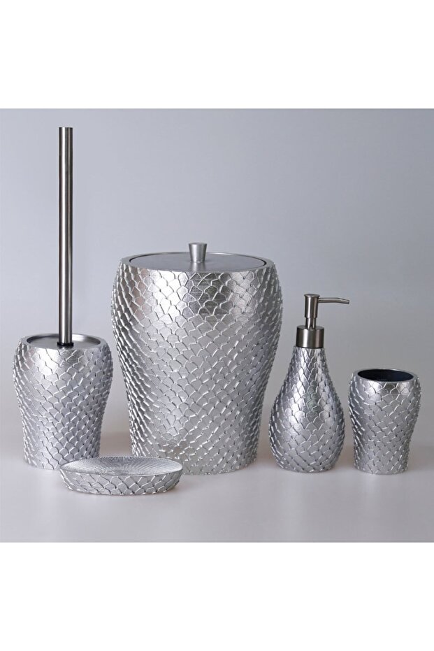 Helix 5 Piece Bathroom Set Silver
