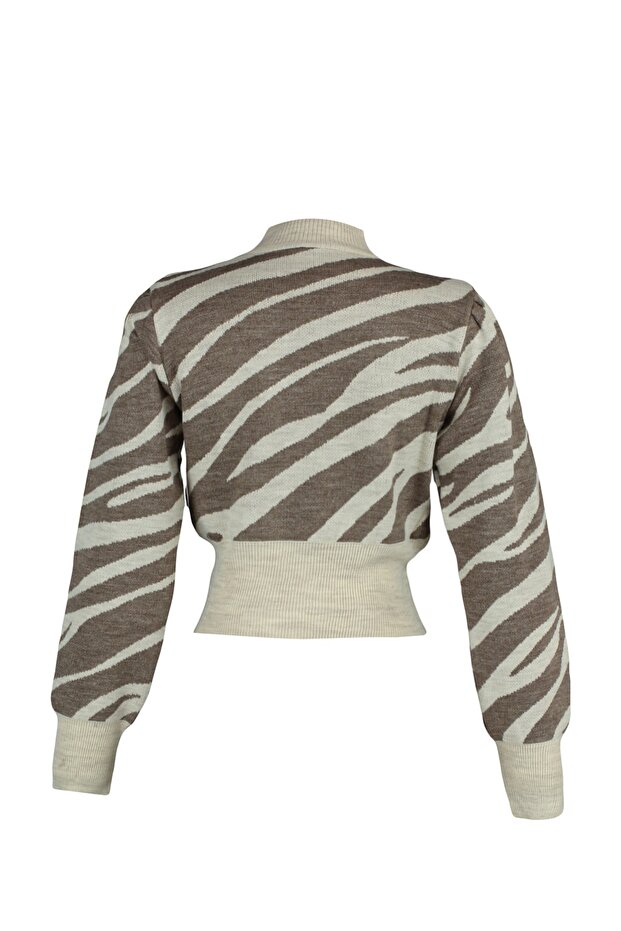 Vizon Zebra Desenli Crop Triko Kazak TWOAW21KZ0010 - 6