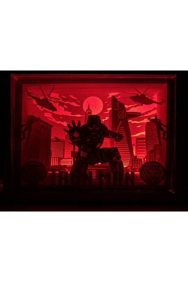3d Gece Lambası - Light Box - Gölge Kutusu Iron Man - 2