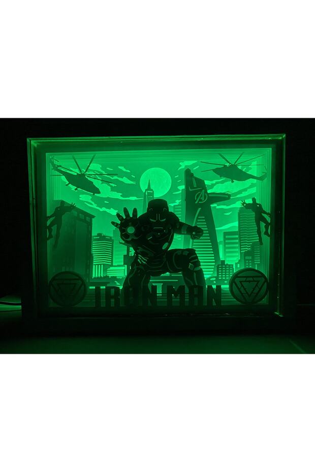 3d Gece Lambası - Light Box - Gölge Kutusu Iron Man - 4