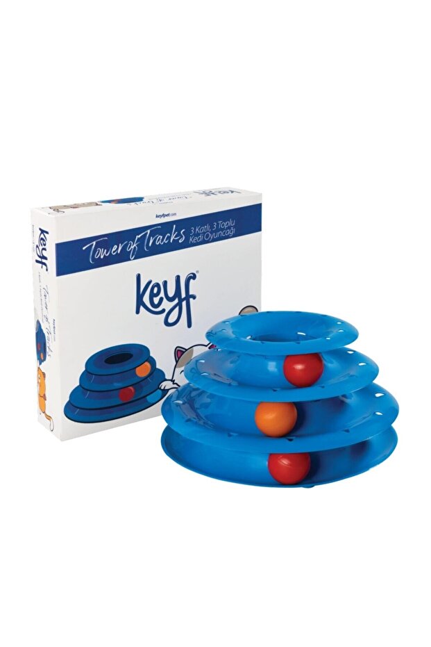 3 Katlı Kedi Oyuncağı ( Mavi )