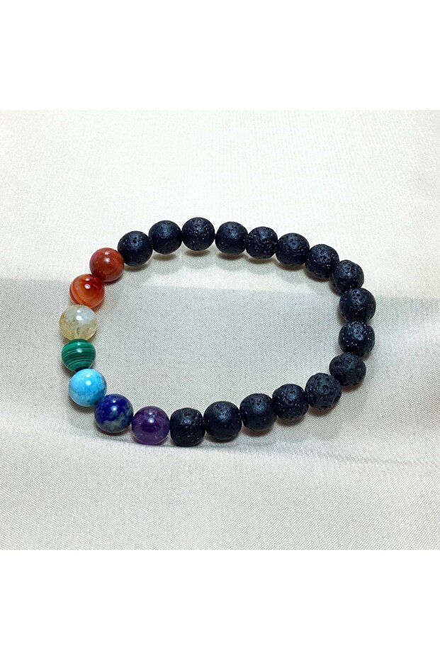 Natural Lava Stone Chakra Bracelet