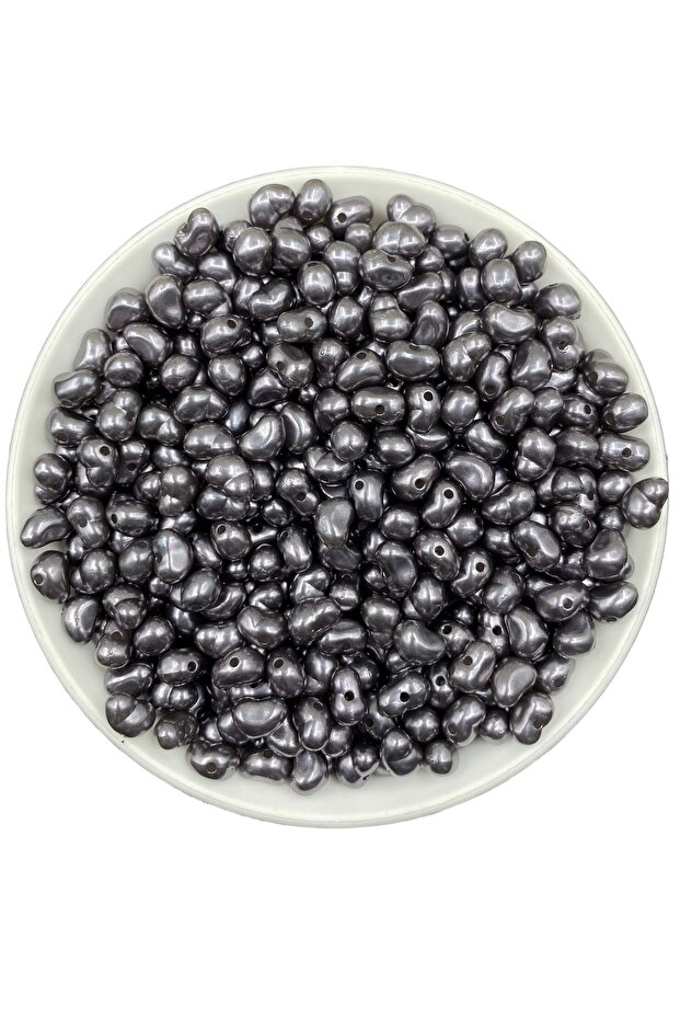 50gr Dark Grey, Anthracite Color Formless Shapeless Plastic Luxury Baroque Trapezoid Pearl Beads (~250 Pieces)